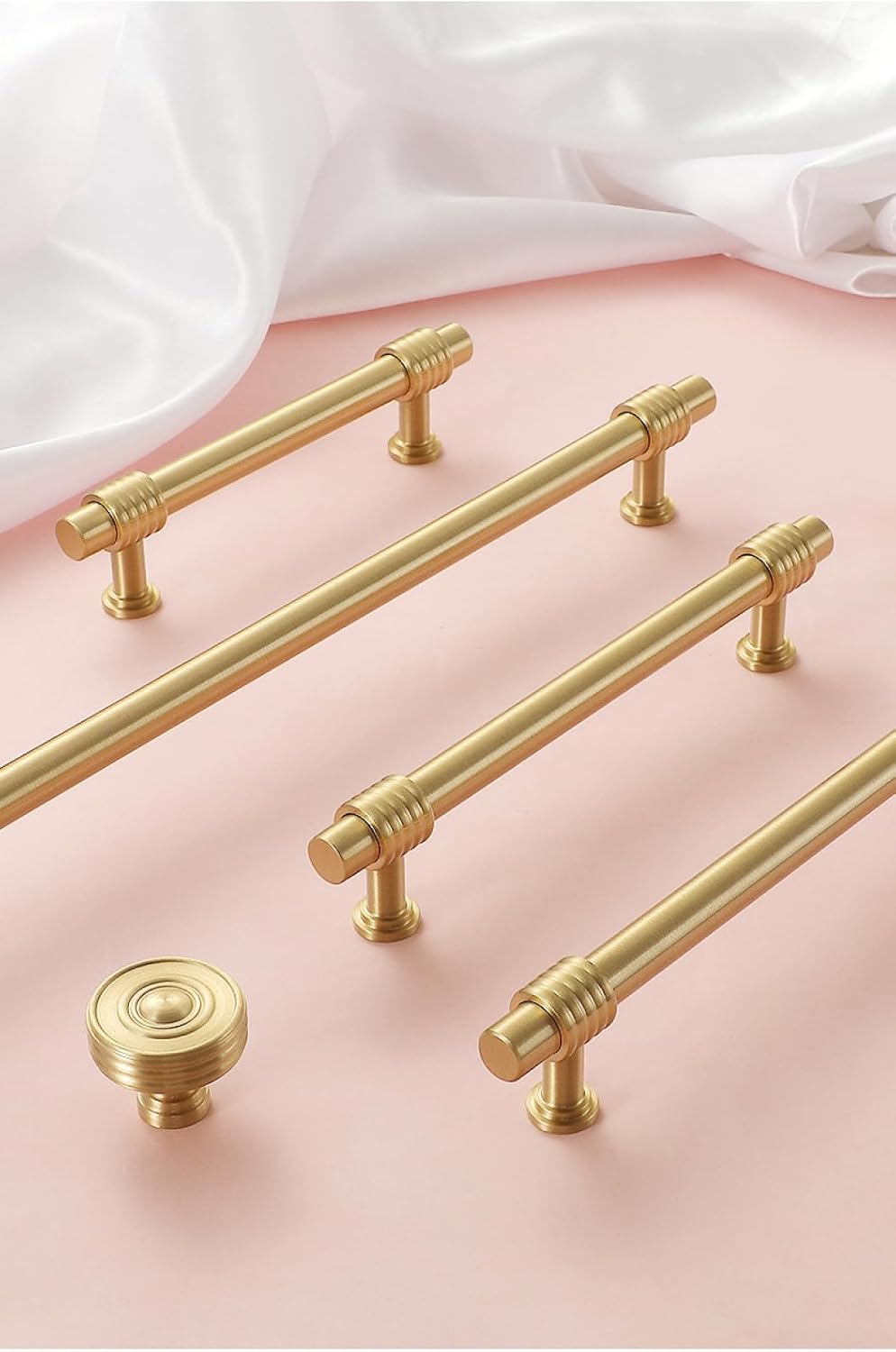 Brass Drawer Knobs Cabinet Pulls Door Handles 2Pack Pure Copper Cabinet Door Knob Cabinet Drawer Wardrobe Golden Brass Knobs and Handles Hole Pitch-320mm