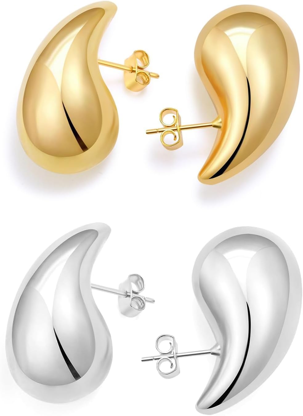 2 Pairs Thick Gold Hoop Earrings for Women and Girls, 18k Gold Light Hollow Out Hoops Drop Drop Drop Earrings Fashion Jewelry Gift