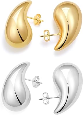 Teardrop Earrings Dupes for Women Gold Chunky Hoop Earring Dangle Earrings Water Drop Hypoallergenic Earrings Jewelry for Women