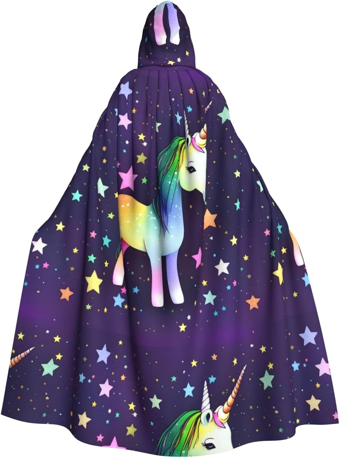 One-Horse Star Men Women Halloween Role Play Party Decoration Hooded Poncho Black