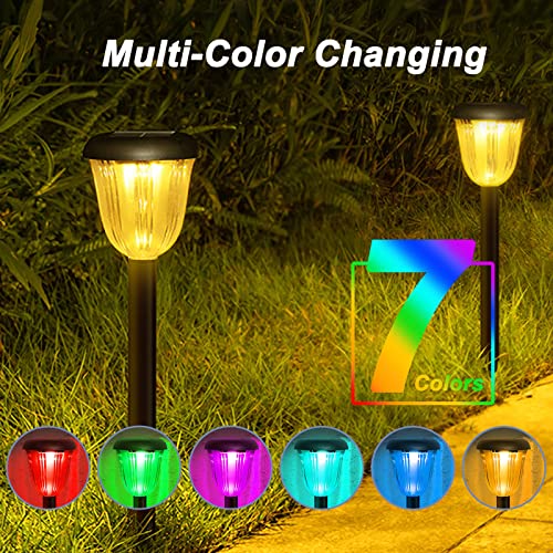 Qktyb 4 Pack Solar Pathway Lights Outdoor,Ip67 Waterproof Solar Outdoor Lights,Rgb+Warm Landscape Lighting,Solar Landscape Path Lights,Solar Powered Yard Garden Lights For Walkway Yard Garden Lawn #TOP2