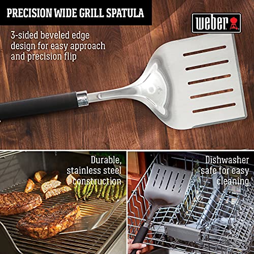 Weber Precision Grill Wide Spatula – Stainless Steel BBQ Spatula with 3‑Sided Beveled Edge, Non‑Slip Soft‑Touch Handle & Hanging Loop, Dishwasher Safe - Grill Accessory by Weber - Image 5