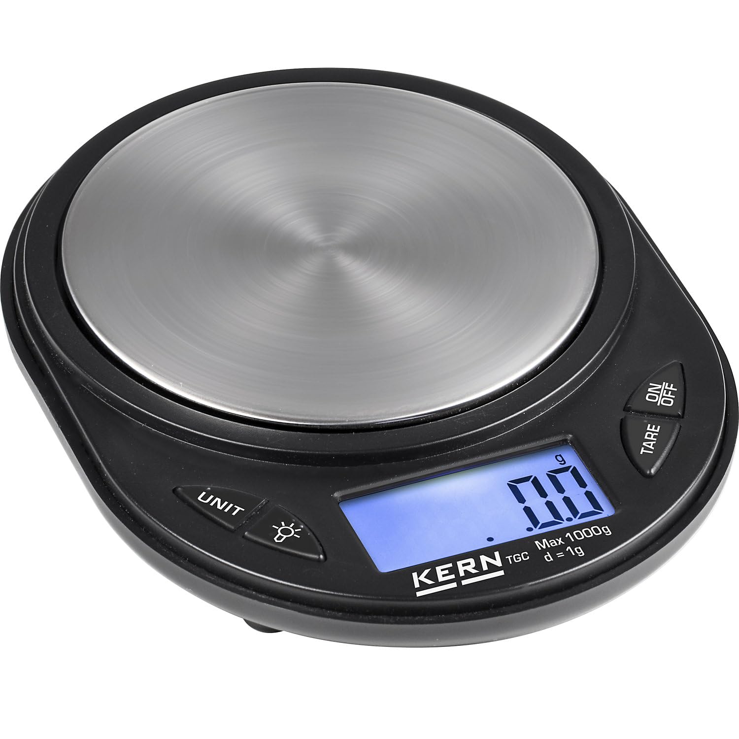 KERN | Taschenwaage | Mit Taraschale, VE 5 Stk, Wägebereich bis 1000 g, Ablesbarkeit 1 g, Wägeplatte 81 mm