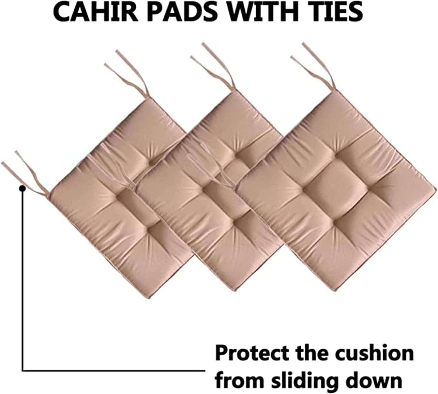 ZTGL 2 Pack Outdoor Cushions Patio Chair Seat Pads, Indoor Kitchen Chair Pads with Ties for Non-Slip Support, Plump Filling, Premium Comfortable Thick Waterproof Chair Cushion,Black,16x16 inch