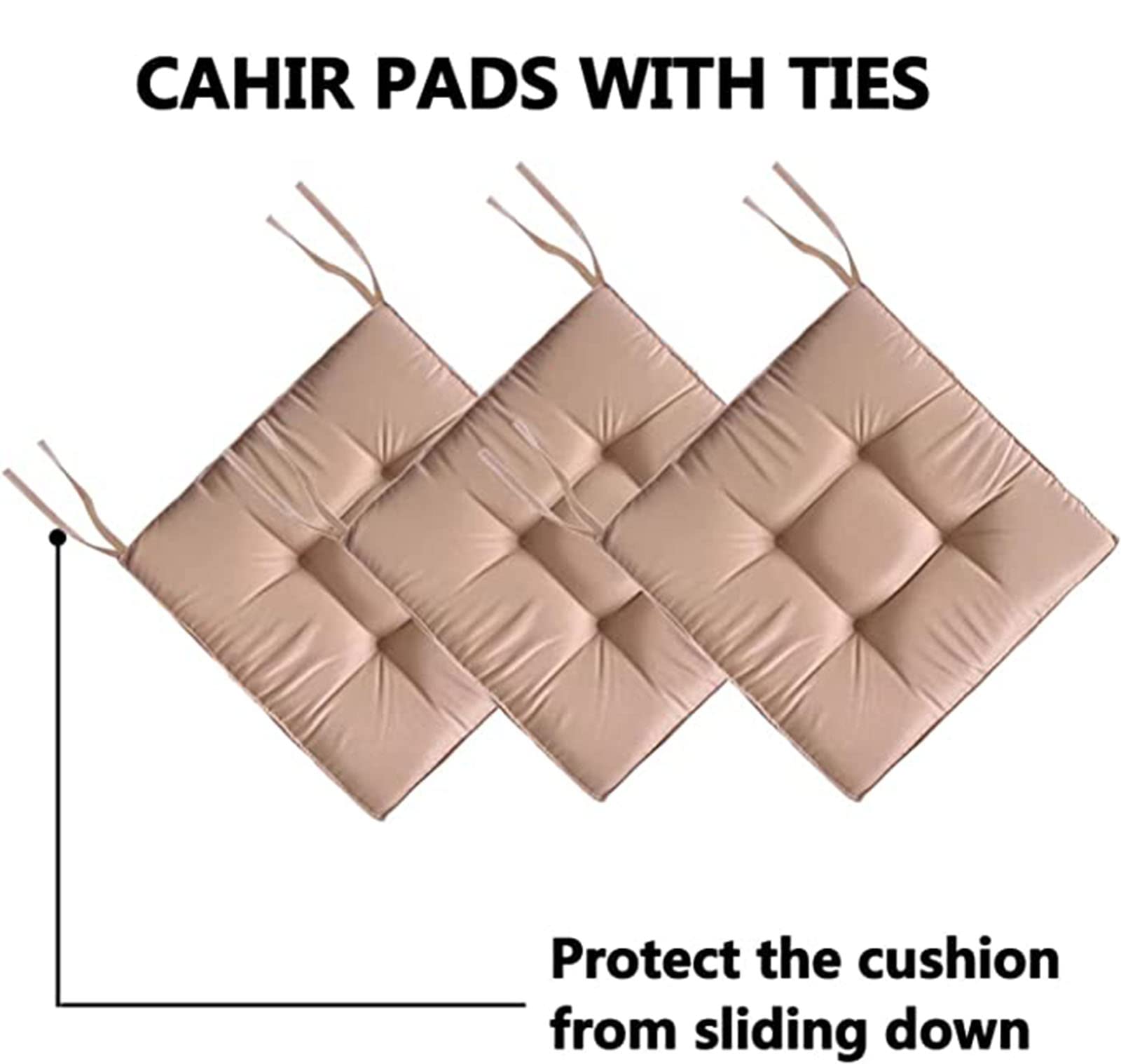 TOULIVER Lot de 4 Coussins pour Chaise Carrés 40x40x7 cm, Coussin Chaise Exterieur Coussin de Jardin Idéal pour Intérieur et Extérieur Terrasse Balcon Canapé, Galette Chaise Imperméable,Beige,45x45cm