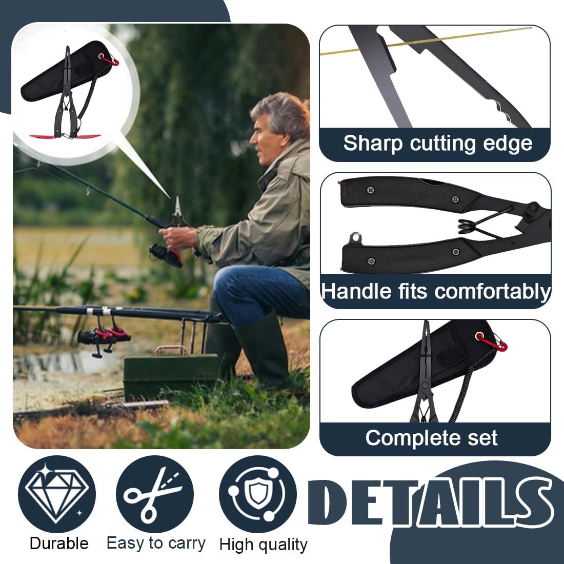 3 Pezzi Set Di Pinza Multi Pesca Portatili Con Cordino, Versione Aggiornata, Design Tre In Uno, Forbici Da Pesca, Pesca Slamatore, Attrezzatura Da Pesca, Regalo Per La Pesca