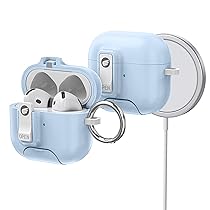 ORICO Custodia per AirPods 4ª Generazione con Supporto, Ricarica MagSafe e Coperchio Magnetico, Potente Protezione Anti-caduta?Blu-CP34