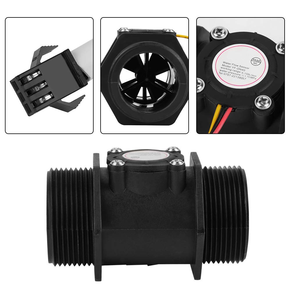 Turbinendurchflussmesser, DN40 G1,5 "Elektronischer Durchflussmesser Wasserdurchflusssensor-Schalter, Hall-Sensor-Schalter-Zähler, für Warmwasserbereiter, Wasseraufbereitungssystem