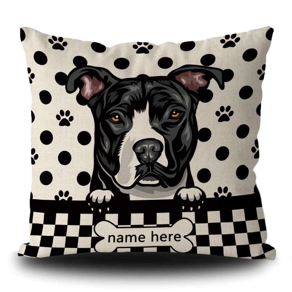BAGEYOU Federa Cuscino 50x50 Cm Con Cane Doberman E Pinscher A Pois | Misto Lino Con Cerniera | Decorazione Divano Simpatica