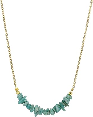 Gempires Natural Chips Bar Necklace, Energy Healing Crystals, Birthday, Gift for Her, Gemstone Jewelry 18 inch