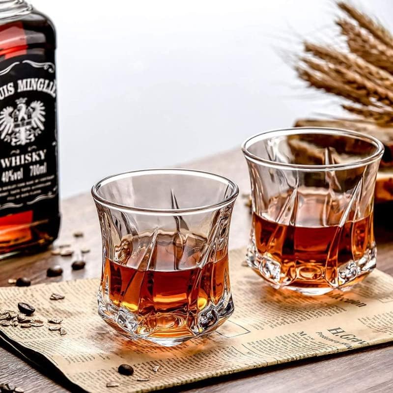 Image of Whiskey Glasses Set of 6 pcs- 250 ml Bar Glass for Drinking Bourbon, Whisky, Scotch, Cocktails, Cognac- Old Fashioned Cocktail Tumblers (6, Twisted)