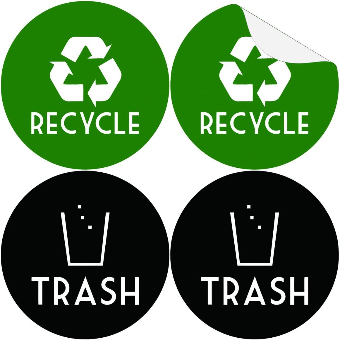 FOAL Recycle Trash Bin Logo Sticker - 4" x 4" - Organize & Coordinate Garbage Waste from Recycling -Indoor & Outdoor - Use at Home Kitchen & Office x 2 Sets
