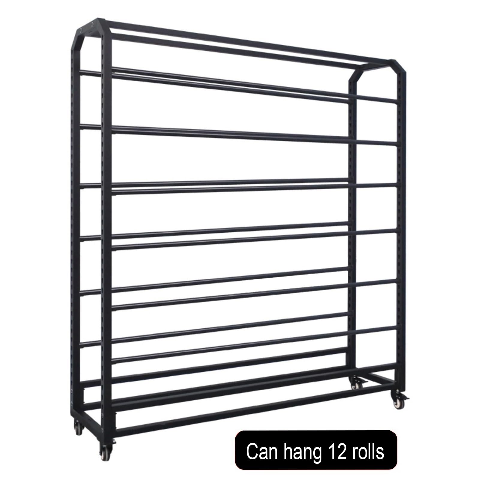 Duży wytrzymały organizer na rolki z tkaniny metalowej – stojak do przechowywania 170 cm na winyl, obrus, folię PCW i okłady samochodowe, 145 cm z 8 prętami, idealny do użytku komercyjnego