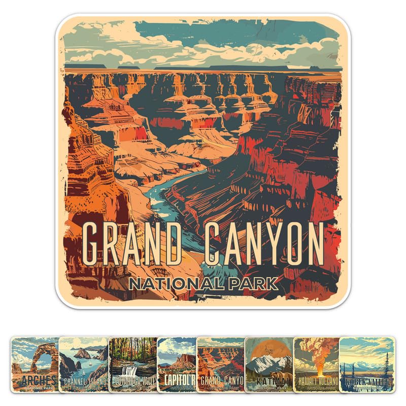 Generic Vintage Grand Canyon National Park Sticker - Waterproof Durable Adhesive UV-Resistant Vinyl Decal for Car Bumper, Laptop, Water Bottle, Wall,