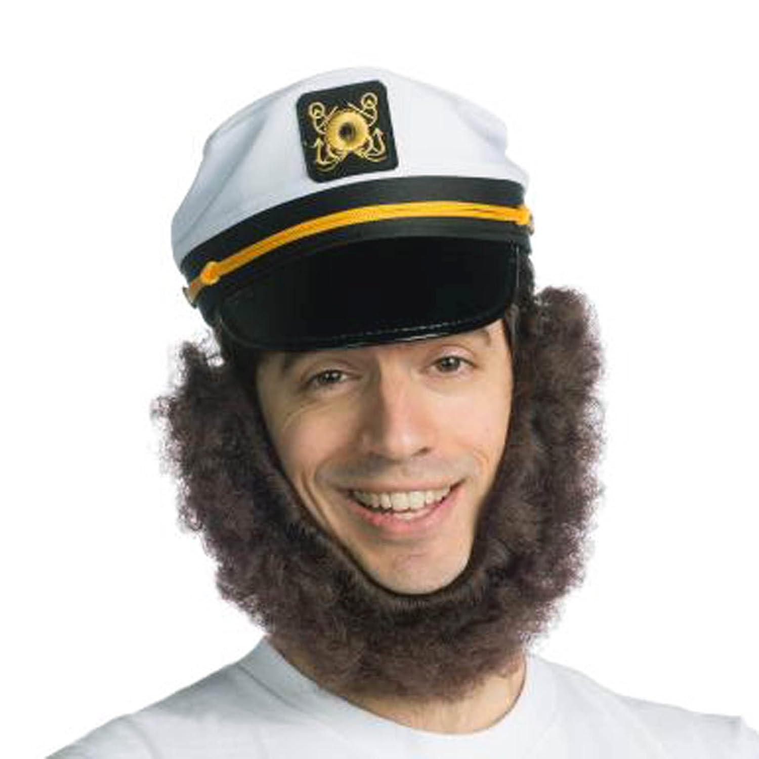 Largemouth Men's Sea Captain Costume Beard (One Size) Brown Clothing, Shoes & Jewelry