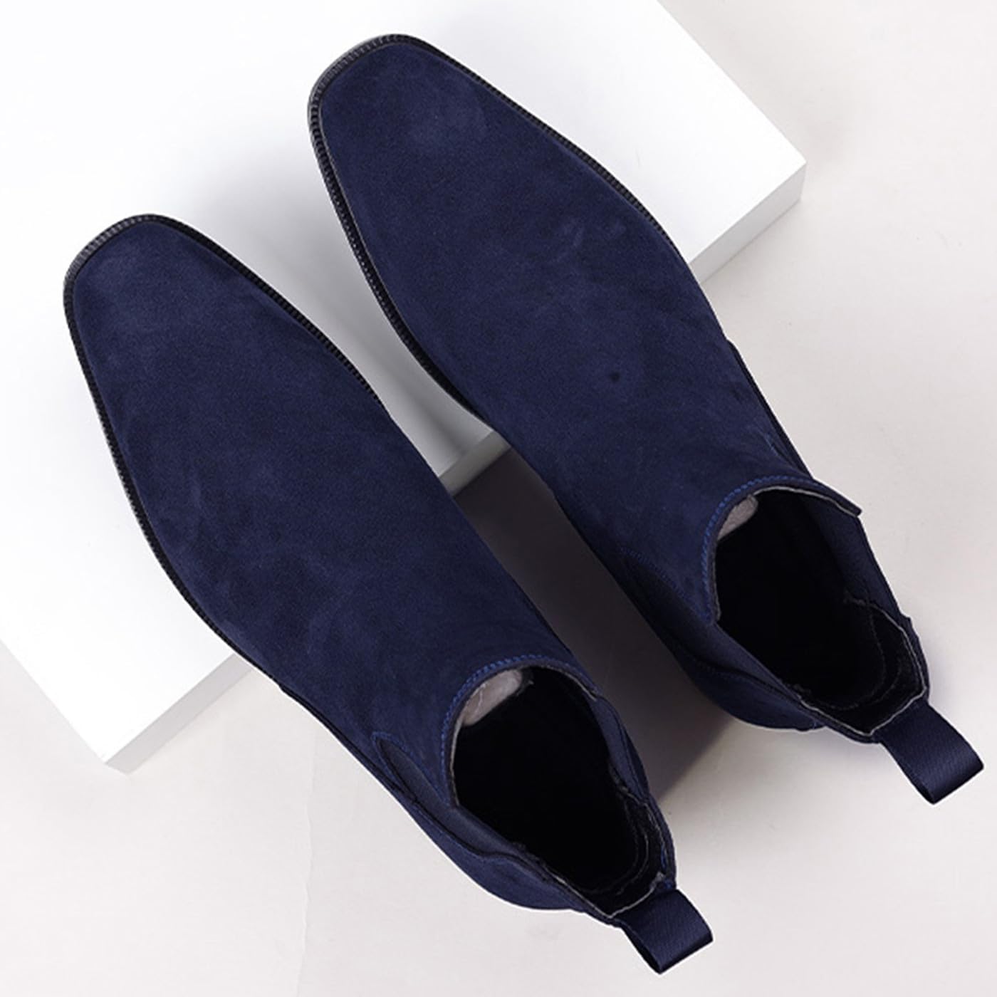 Santimon Men's Suede Chelsea Boots Slip-On Ankle Dress Boots, Classic Elastic Side Booties, Business Casual Comfort Shoes