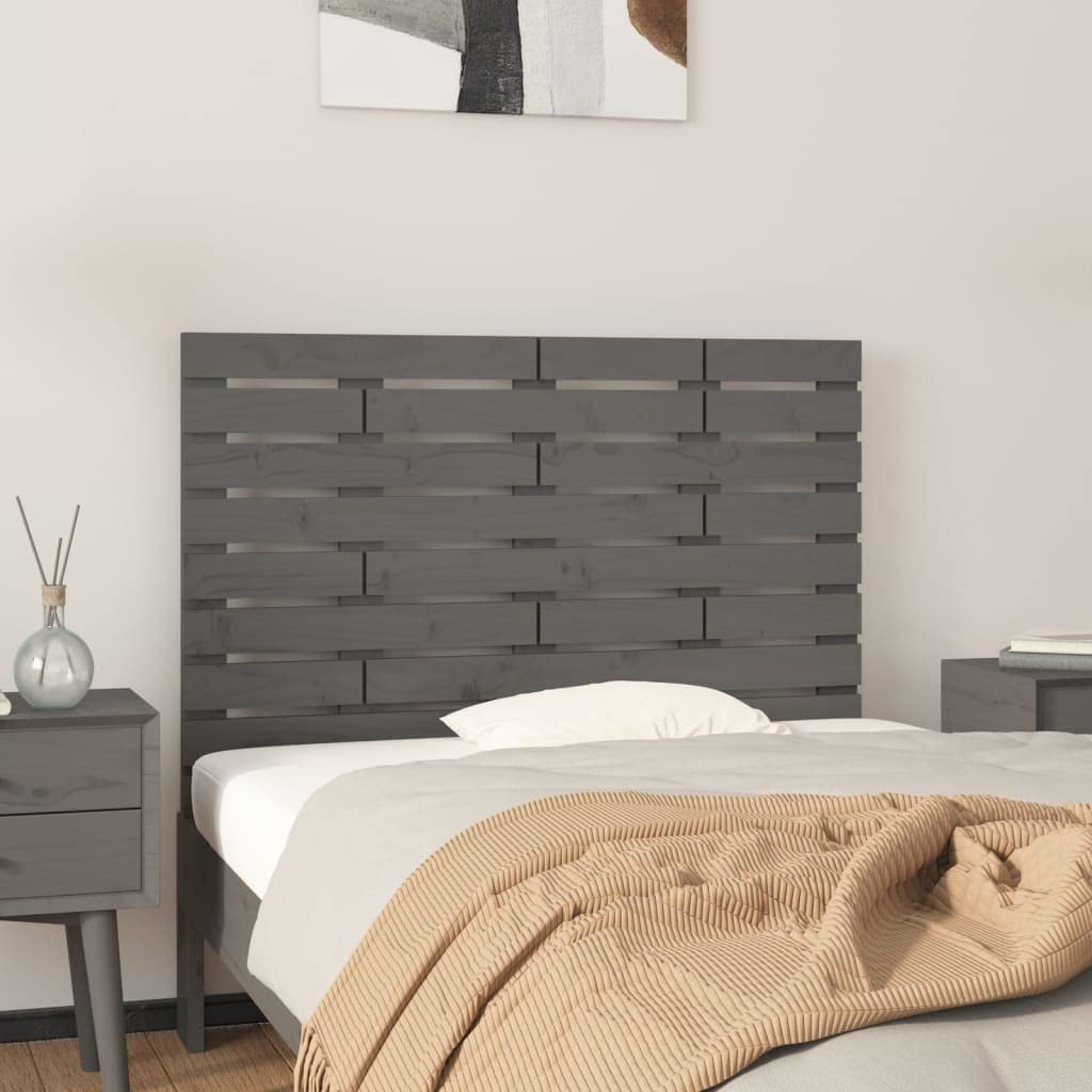824725 Testiera da Parete Grigia 96x3x63 cm in Legno Massello di Pino Testata in Legno,Testata Letto Matrimoniale Muebles Dormitorio Spalliera Letto Testiere per Letto Matrimoniale