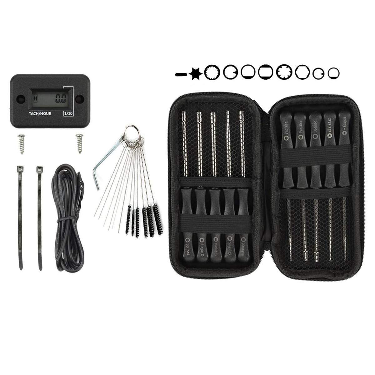 Packung mit 12 Vergaser-Einstellwerkzeug und Tachommer-Tach-Meter für 2-Takt-Motor für Echo für STIHL für Poulan für Husqvarna Fadenschneider Unkrautfresser Kettensäge