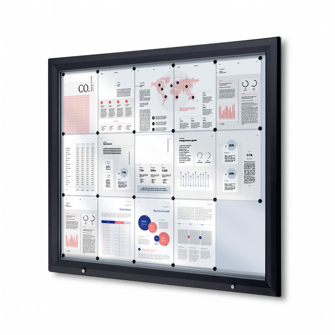 Danieli | Bacheca Certificata per Esterno 125x100 IP56, Vetro di Sicurezza, Ermetica | In Alluminio Colore Antracite, Magnetica con 2 Chiavi | Per Muri e Ringhiere (15xA4)