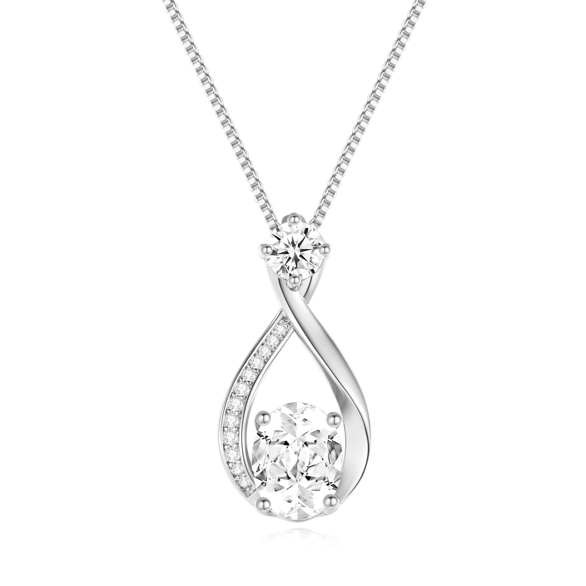 1 5CT Moissanite Infinity Pendant Necklace in Gift Box Anniversary Wedding Gifts for Women Wife Her S925 Sterling