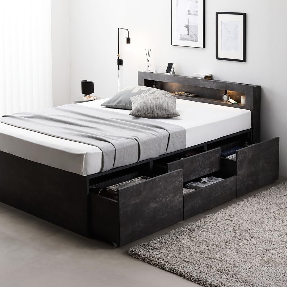 Amazon｜RASIK ベッド 通常丈シングル フレームのみ ストーングレー