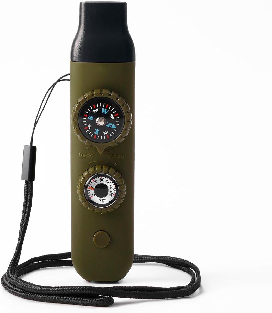 Emergency Survival Safety Whistle,Whistle for Kids with Lanyard,Compass,Thermometer,Ideal for Kayaking, Boating, Hiking, Camping, Climbing