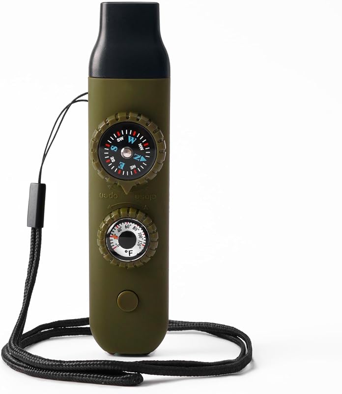 Emergency Survival Safety Whistle，Whistle for Kids with Lanyard,Compass,Thermometer,Ideal for Kayaking, Boating, Hiking, Camping, Climbing