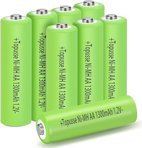 Paquete de 8 baterías recargables de 1.2 V Ni-MH AA, batería Nimh doble A de larga duración, 1300 mAh para luces solares al aire libre