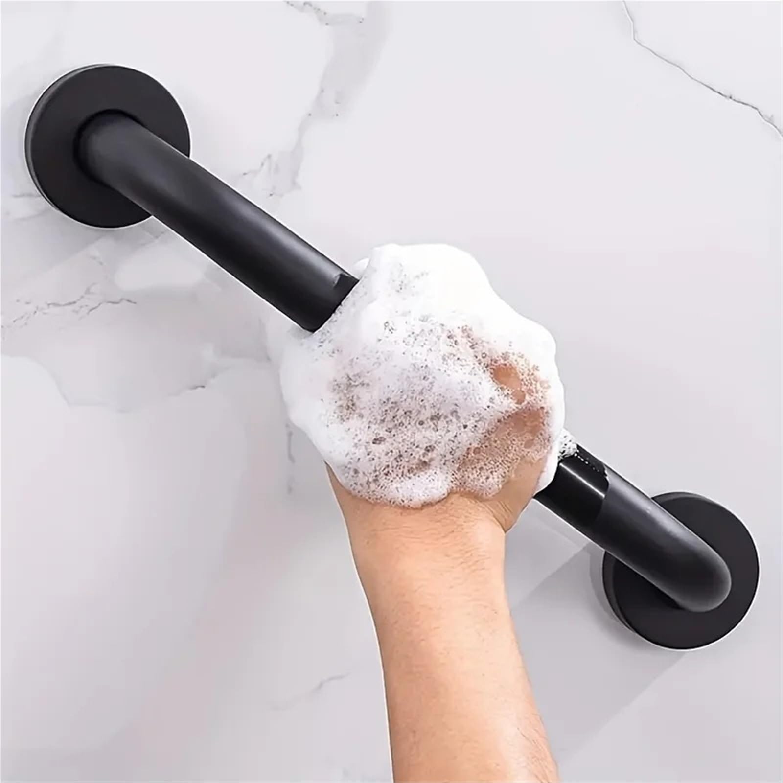 Maniglie Barra di Sostegno Antiscivolo per Il Bagno - Corrimano di Sicurezza Nero con Design ergonomico Curvo per Anziani e disabili(30cm-2PC)