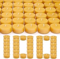 TELOSMA 100 Pack Pure Beeswax Tealight Candles - Natural Unscented Bulk Tea Lights, Clean Burning Yellow, 4+ Hour Burn Time