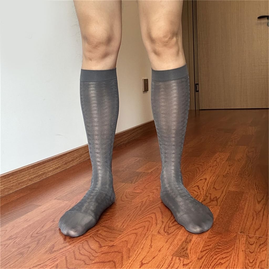 Mens Sheer Business Dress Sock Long Over the Calf Dress or Work Socks Nylon Formal Sock Knee Highs Work Stockings