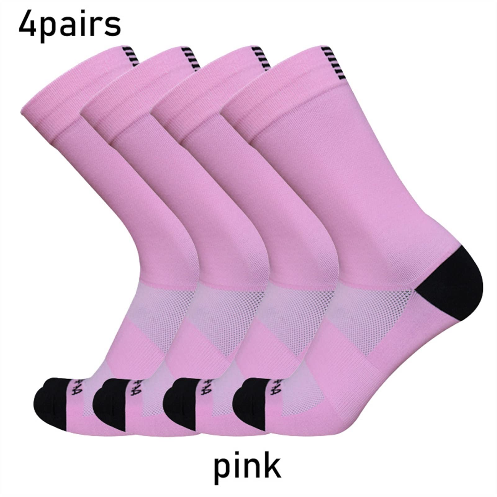 4 Paia Strada for Esterni Cycling Socks Stripes Sport Compression Bicycles, Calze da Corsa Uomini e Donne Calzini da Corsa
