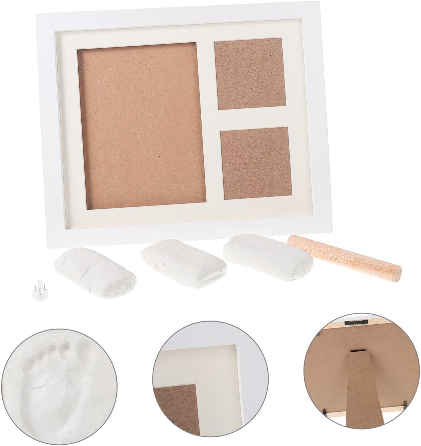 PRETYZOOM 1set Handprint Photo Frame Kit Creative Keepsake Display Ink Pad for Memories Compartment Design for Photos Imprints Nursery Decor