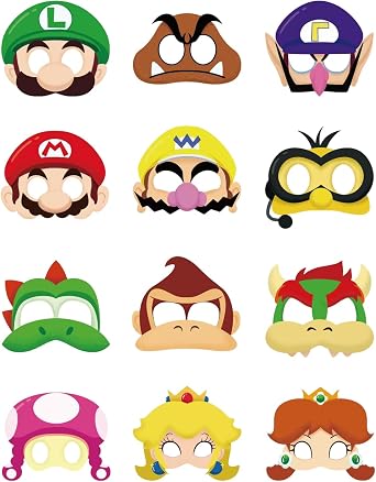 Jolbndcv 12 Pcs Masks, Game Themed Cartoon Role Play Bros Party Favors, Birthday Cosplay Mask Halloween Dress Up Supply
