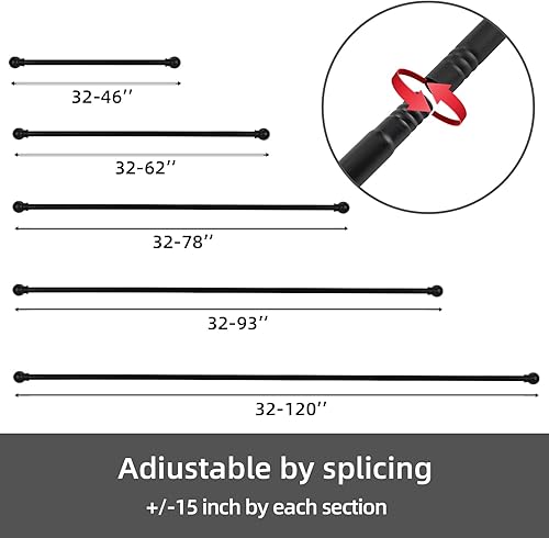 Miniatura 6 de GXOACKJ Barras de cortina para ventanas de 32-48 pulgadas, juego de barras de cortina decorativas de 58 pulgadas, barra de cortina de metal