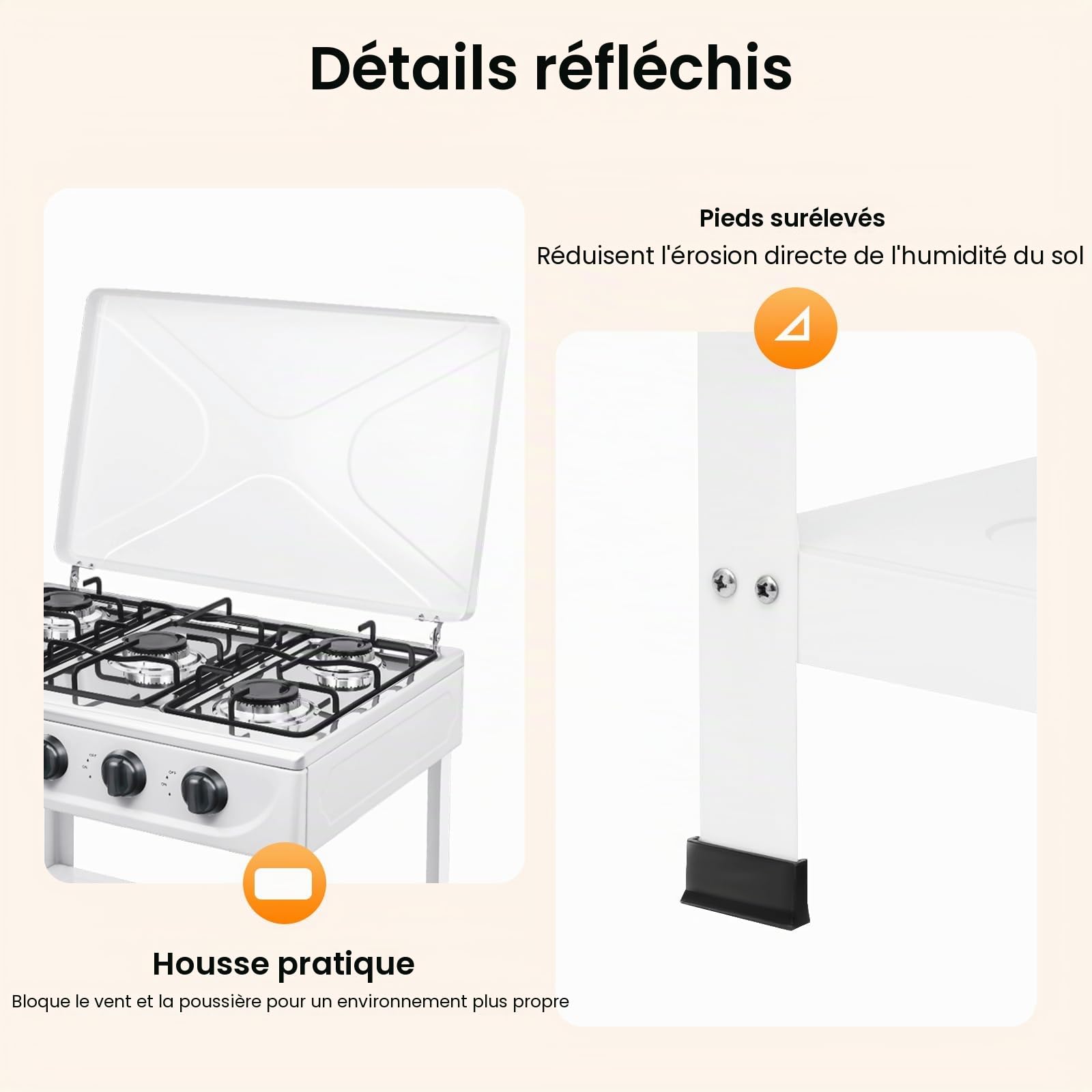 Plaque de cuisson à gaz 5 feux, réchaud de camping portable, réchaud à gaz pour une utilisation en plein air et le camping, robuste et durable