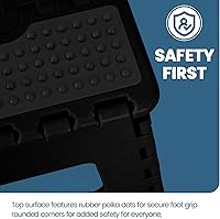 Vista 3 de ACSTEP Taburete plegable de 9 pulgadas, capacidad de 300 libras, taburete antideslizante con asa, taburetes plegables de plástico para niños, Negro