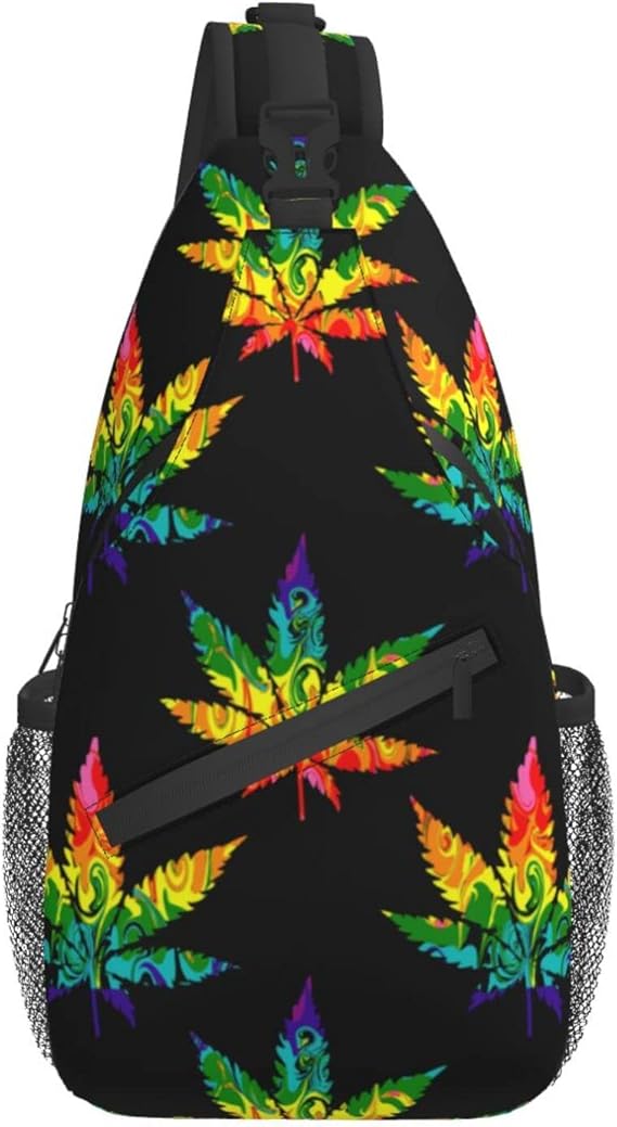 Amazon ボディバッグ ワンショルダー 彼氏 ボーイフレンド メンズ バレンタインデー 19x39cm 黒の抽象的な大麻シームレスパターン背景ベクトル ポータブルチェストバッグ 登山スポーツバッグ シンプルで軽いレジャースポーツ ボディバッグ ワンショルダー