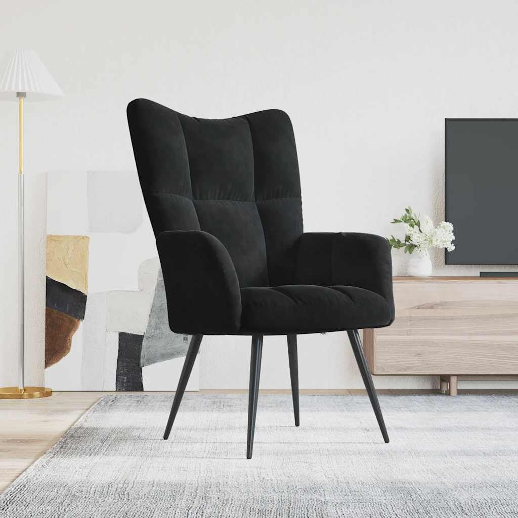 vidaXL Fotel, czarny, obity aksamitem