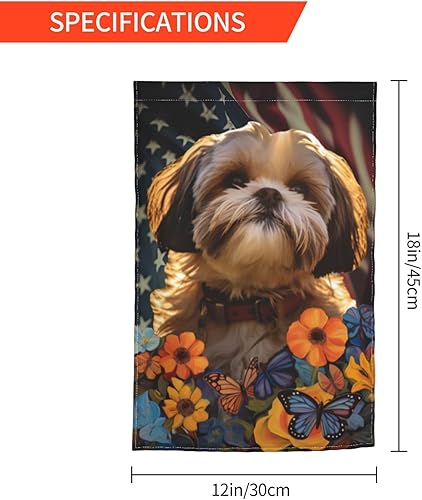 Miniatura 3 de Bandera de jardín Shih Tzu Dogs - Bandera de Estados Unidos con diseño de girasol, 12 x 18 pulgadas, doble cara, decoración de patio al aire libre