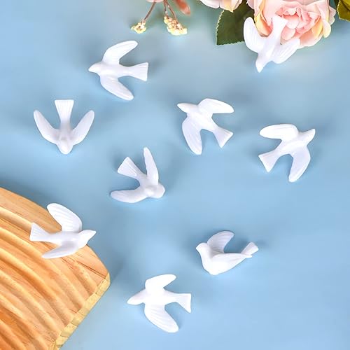 Miniatura 4 de 36 mini palomas para manualidades, 1.5 pulgadas, paloma blanca a granel, pájaros en miniatura para manualidades, decoración de pasteles de boda (36