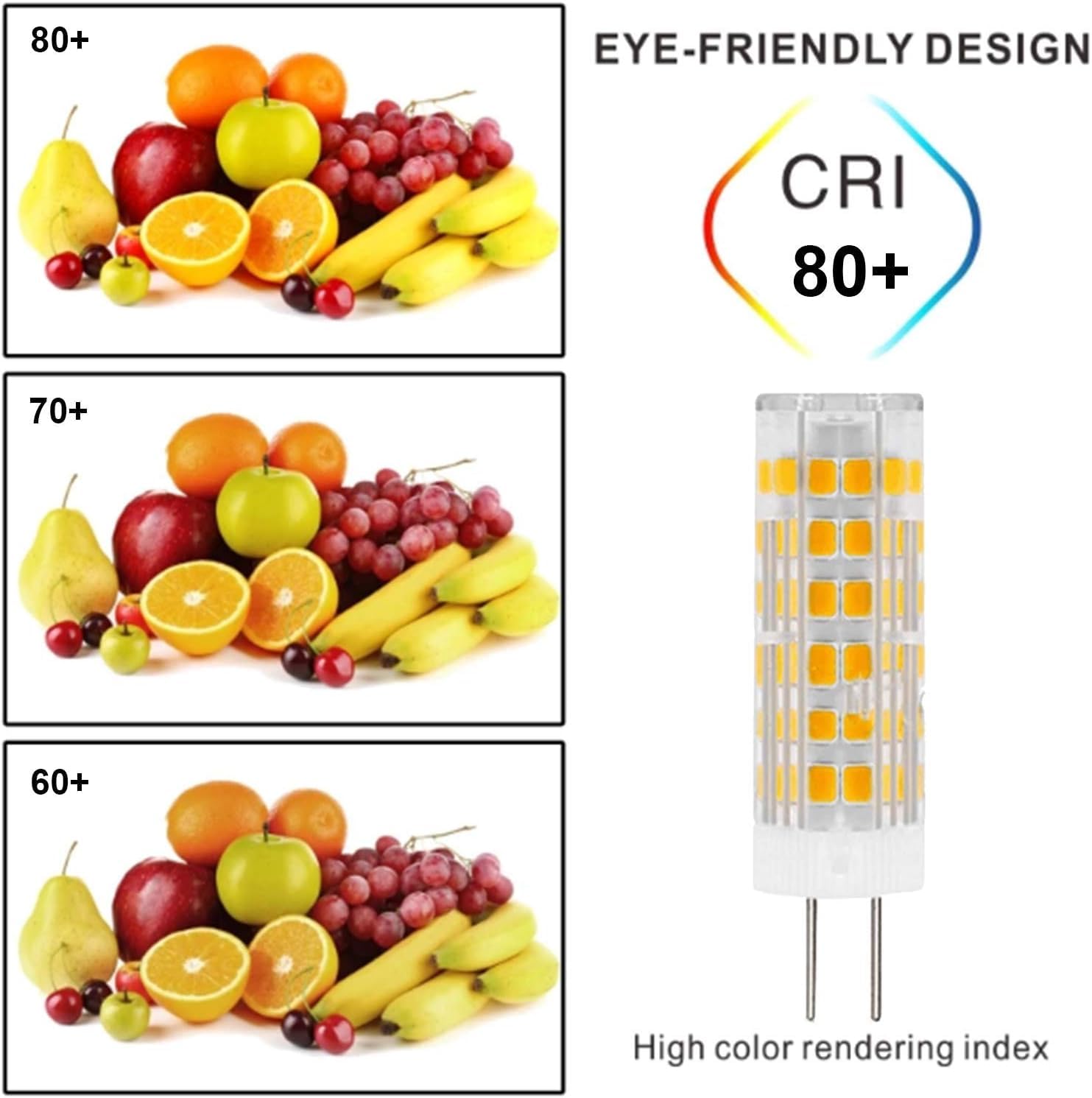 Bombilla LED G4, bombilla G4 doble clavija, bombilla foco G4 7 W, cálido 3000 K en lugar lámpara halógena G4 70 W utilizada paisaje, luz gabinete, luz techo, 6 piezas en un paquete