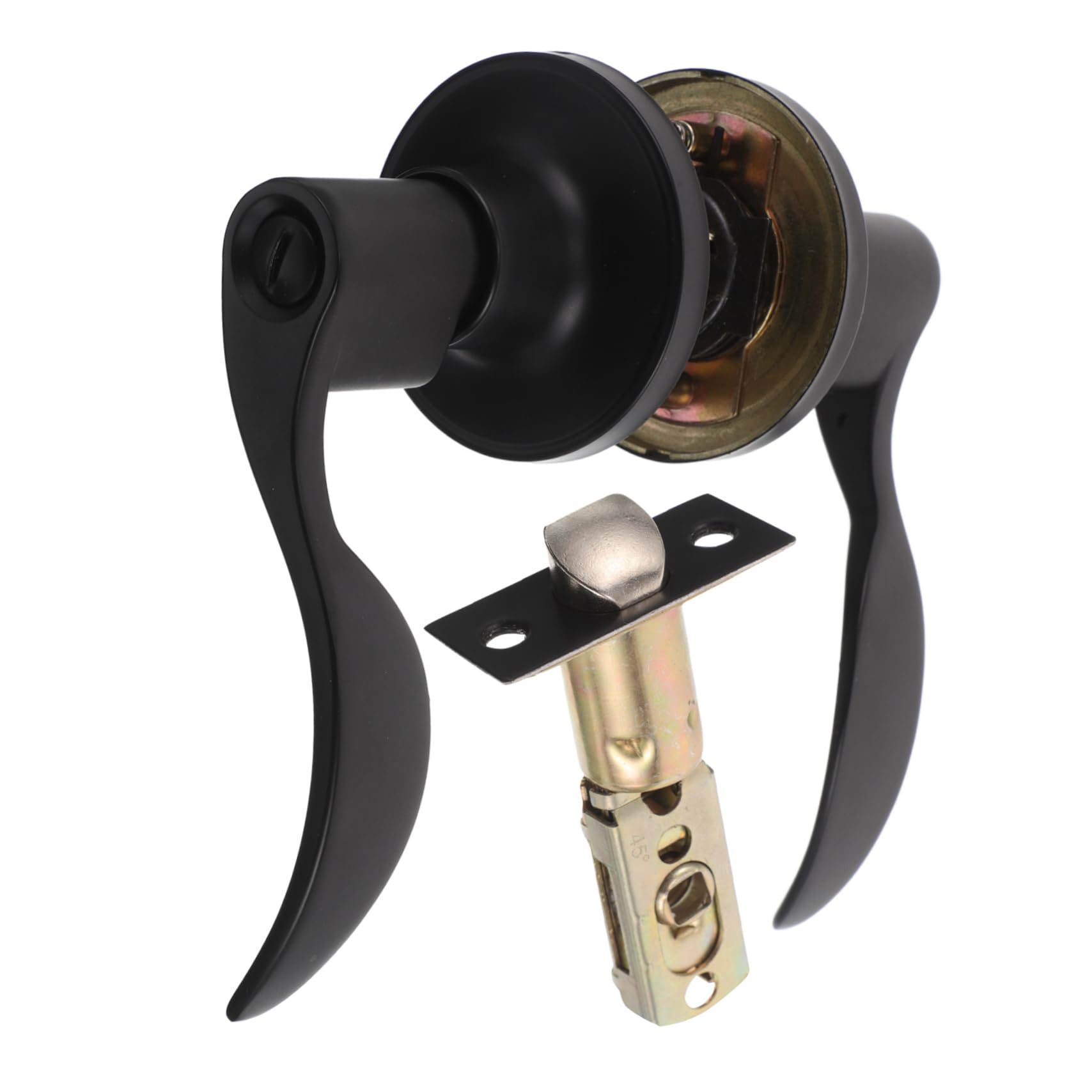 Mikikit Cerradura De Manija De Puerta Ondulada Con Llave Color Mate Negro Para Armario Baño y Dormitorio Herrajes Para Perilla De Puerta