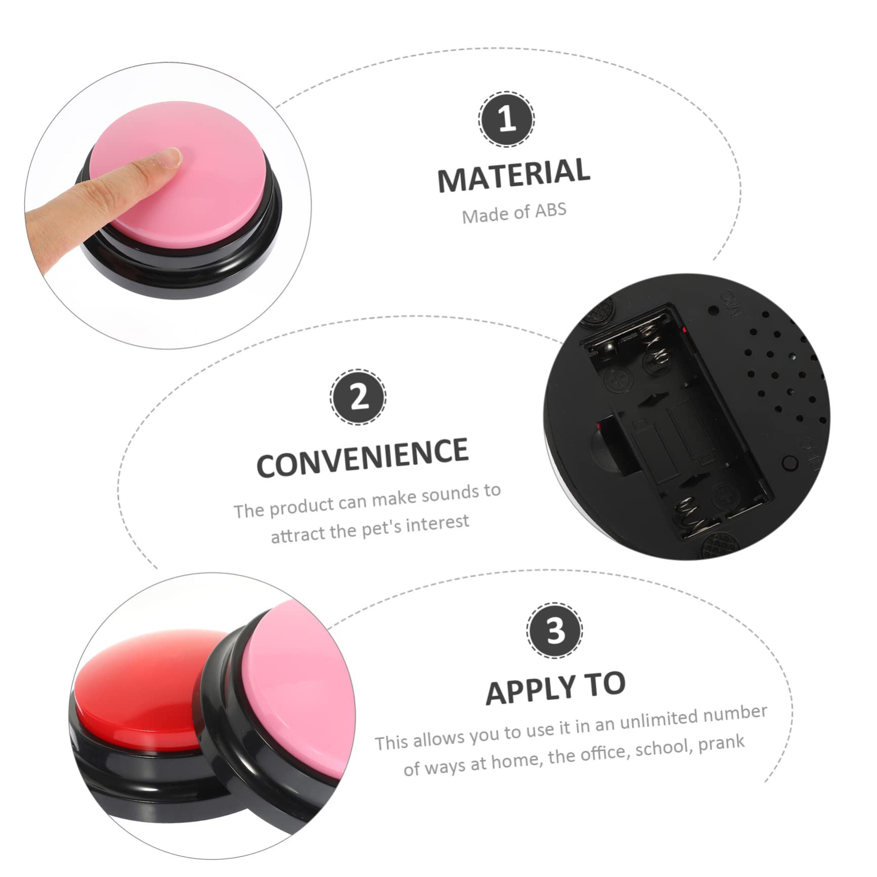 BESPORTBLE 2pcs Pet Recordable Buttons Interactive Dog for Training Funny Cat Feeding Voice Toy Plastic Pet Supplies