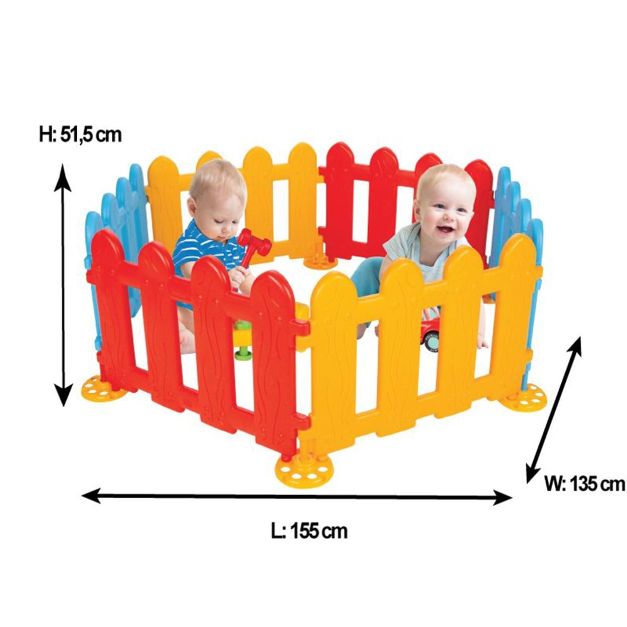 PILSAN Recinzione Gioco, Recinzione in plastica, Box 06203, 6 Elementi 72,5 x 51,5 x 51,5 x 3,8 cm
