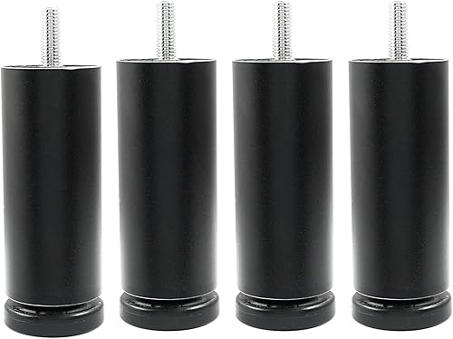 Juego de 4 patas negras para muebles de 4 pulgadas, aleación de aluminio M8, patas de sofá de repuesto para gabinete, armario, escritorio
