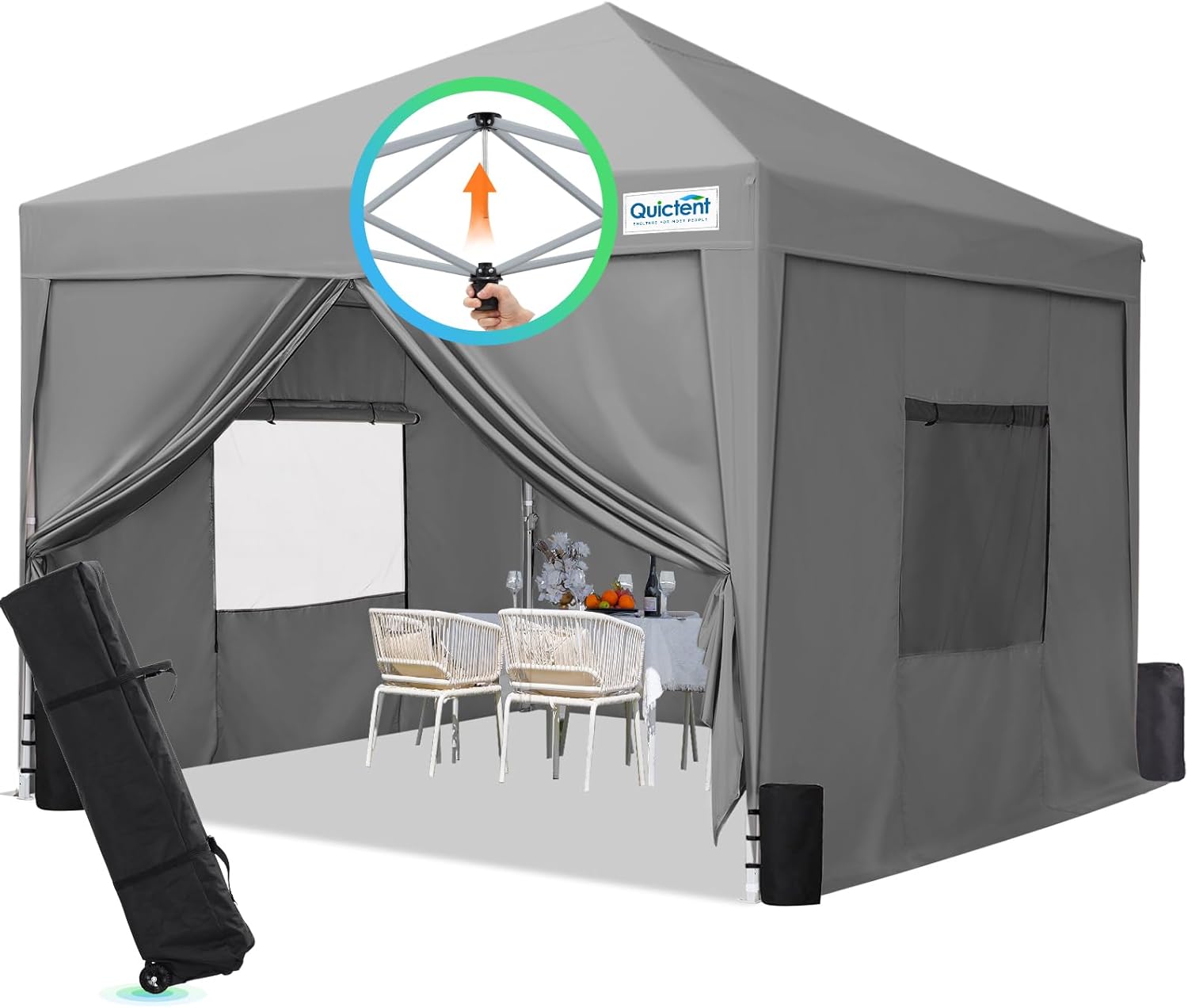 Quictent Privacy 10x10 Pop up Canopy Tent with Sidewalls and Roll-up Ventilated Windows, One Person Setup, Easy Outdoor Commercial Gazebo Shelter Enclosed Waterproof, Bonus 4 Sandbags