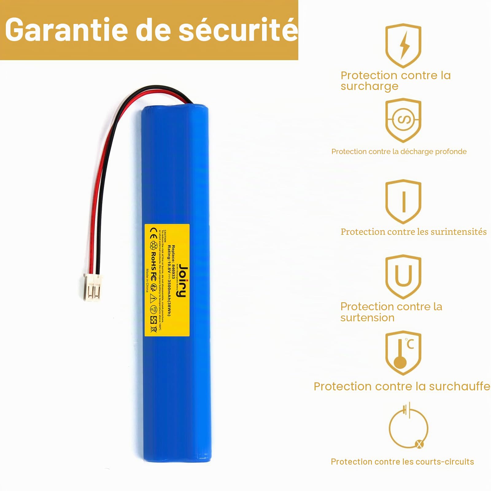 2X Joiry NI-MH 10,8 V 3500 mAh Batterie de Rechange pour Velux Roller Shutter 846933 946930 946933 avec câble et Prise Batterie de Rechange pour volet Roulant Velux, Volets roulants solaires, SSL