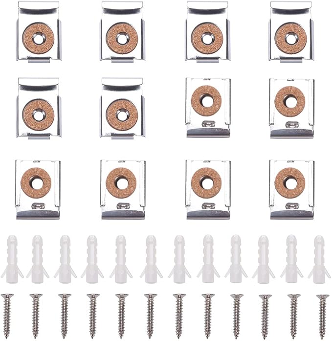 Supporti Per Specchio Senza Cornice - 8 Clip A Molla Con Viti E Tasselli Per Specchi Pesanti Da Parete - Foto 10