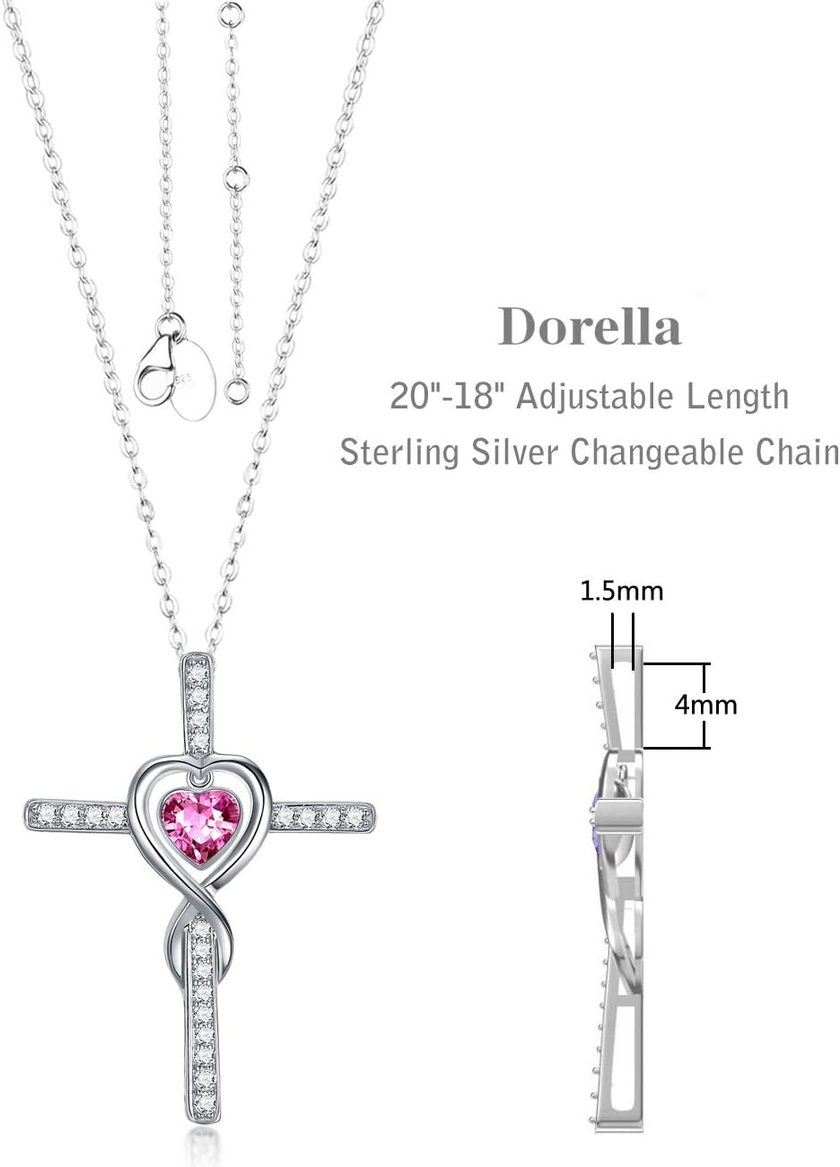 Dorella Love Infinity Necklace for Her Valentines Day Birthday Gifts Wife Mom February March Birthstones Amethyst Aquamarine Emerald Jewelry 925 Sterling Silver - Image 5